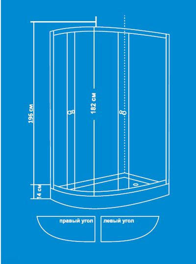 Душевой уголок Водный Мир ВМ-8135 L/R, Низкий поддон, стекло матовое, 120x85x194 см.