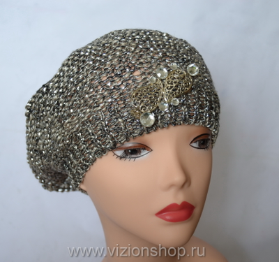 Летний женский берет Vizio 4805 серебристый