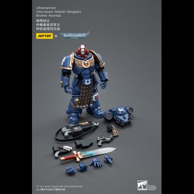 Интерцессор-ветеран Ультрамаринов (Warhammer 40k) - КОЛЛЕКЦИОННАЯ ФИГУРКА 1/18 Ultramarines Intercessor Veteran Sergeant Brother Aeontas (JT4386) - JOYTOY