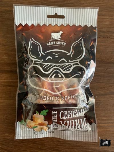 Ушки свиные ТМ Наши Снеки &quot;ХРЕН&quot; 100 гр. в/к - г/в