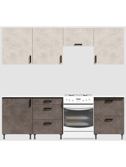 Кухня Эконом 1,8 метра (600х600х600) Цвет: Цемент светлый/Цемент темный