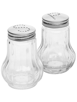 Набор для специй соль+перец, стекло, сталь 40 мл, H=68, D=30 мм