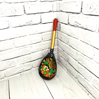 Деревянная столовая ложка Хохлома новая 190*60 мм черный фон