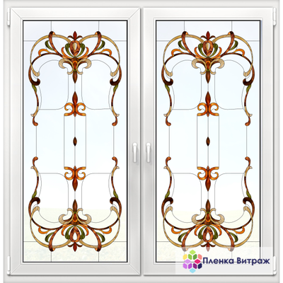Витражная пленка, витражная пленка самоклеющаяся, пленочный витраж с классическим рисунком матовая
