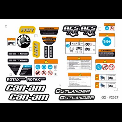 Комплект заводских наклеек BRP G2 can-am outlander Предупреждения №2027