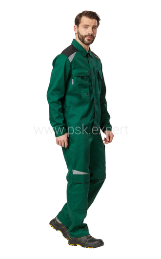Куртка АЛАТАУ цв. зеленый/черный, тк. САРЖА 100% х/б, 240 г/м?