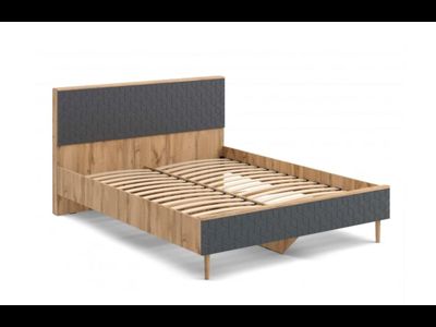 Денвер спальня Кровать 1400 Матрасное основание включено Дуб вотан / Графит ш*г*в 1436?2153? 1018мм