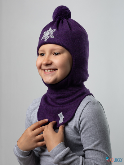 Шапка-шлем 23101-04 с утеплителем, хб подклад, фиолетовый 52-54