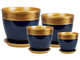 Комплект керамических горшков для цветов диаметр 12, 15, 18 и 21 см синего цвета