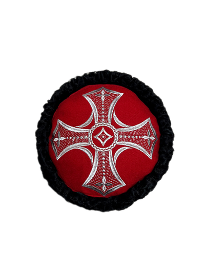 Кубанка из Черного каракуля 10см - Красный крест