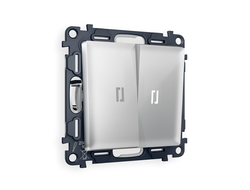 Переключатель 2-кл с подсветкой 5600K Серебро глянец - Ambrella Volt - ALFA