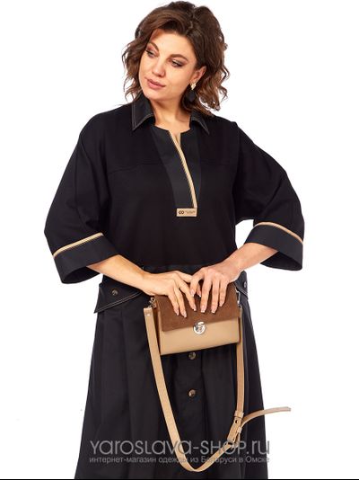 Элегантное женское платье А-силуэта в черном цвете