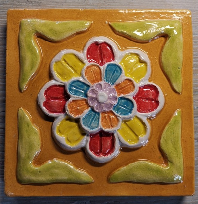 Изразцовая плитка "Древние символы" // 14*14