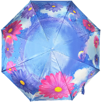 Зонт женский автоматический Цветы DINIYA (сатин), 6 видов