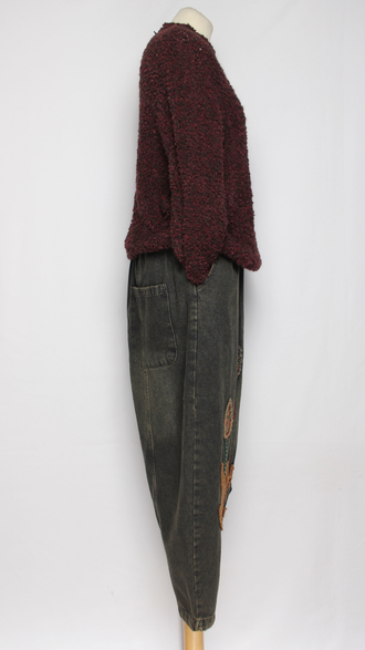 Джинсы "Аппликации " лепестки, квадраты р.46-52