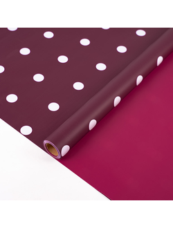 Пленка двусторонняя "Большой горох" 58см*10м Бордо / Винный ПР29/1