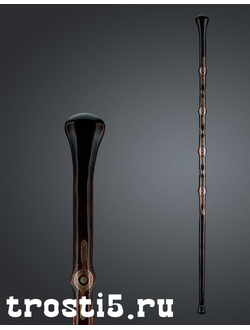 трость из кизила с  набалдашником с золотистыми узорами