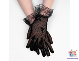 Перчатки женские кружевные, цвет чёрный, короткие