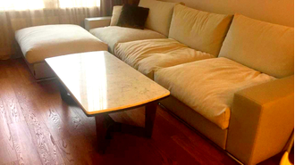 Журнальный столик из мрамора Bianco Carrara (1400х700х450 мм)