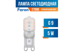 Лампа Feron G9 230V 5W(400lm) 2700K 2K матовая 47x16, LB-430 25636