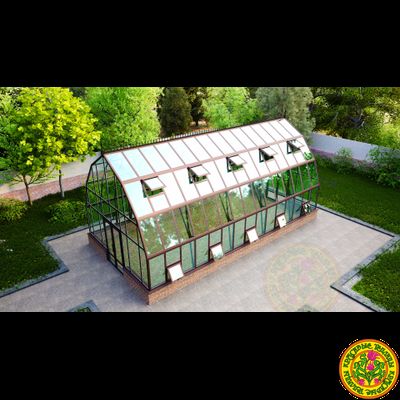 Базовая комплектация теплицы из стекла и алюминия “Леонардо XL” размером 5000 х 10000 мм