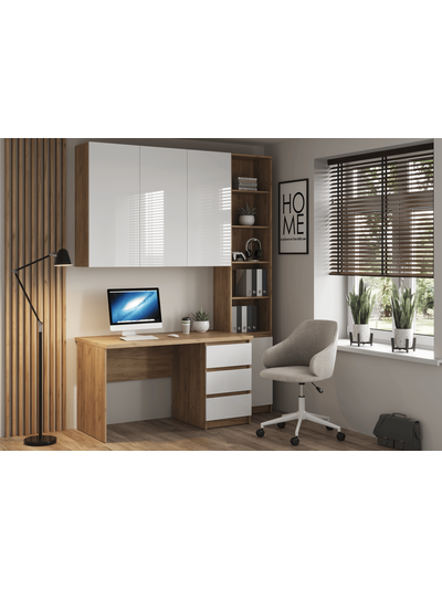 Бостон стол письменный Дуб Крафт золотой/Белый глянец