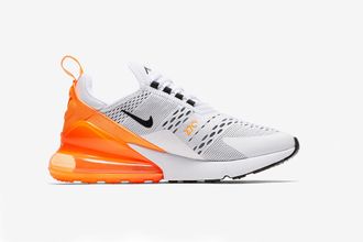 Nike Air Max 270 белые с оранжевой пяткой