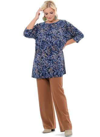 Женские прямые классические брюки арт. 293414 (цвет карамель) Размеры 48-84