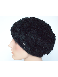 Пушистый черный берет для женщин Vizio Италия 6964