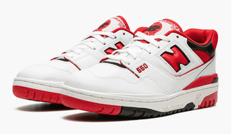 New Balance 550 Red (Белые с красным) сбоку