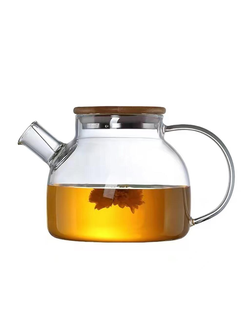 Чайник 1000 мл с фильтром дерев. крышка d 14 см h12,7 см термостекло