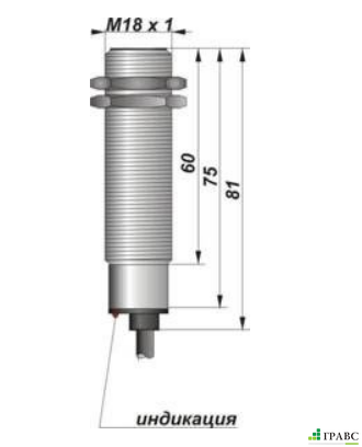Индуктивный датчик цилиндрический с резьбой И09-NO-AC (М18х1)