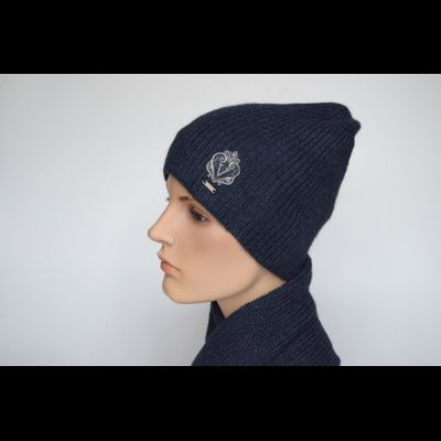 Синяя шапка из альпака и шелка Vizio Италия 9015 CL