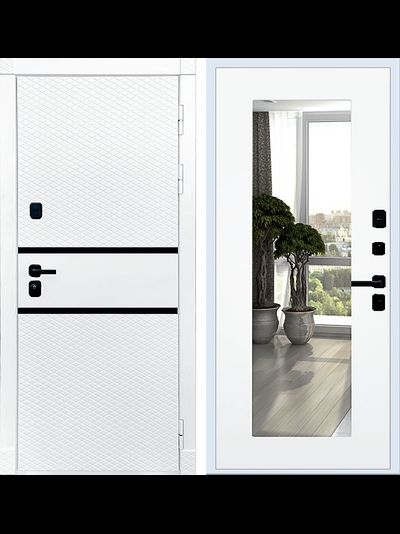 Входная дверь Rx15 с белым зеркалом Пастораль