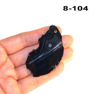 Агат натуральный (срез) черный №8-104: с отв. - 17,9г - 60*33*5мм