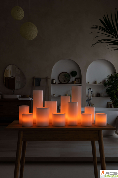 Большой набор LED свечей с парафиновыми плафонами, "Цветной"