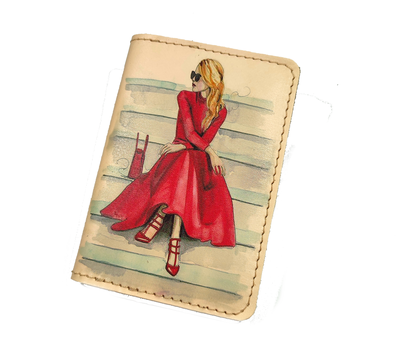 Обложка на автодокументы с принтом "Девушка в красном"