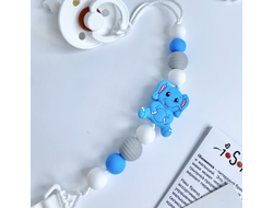 Держатель для пустышки СЛОНИК голубой