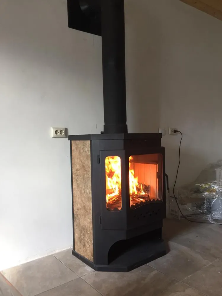 Печь-камин БАВАРИЯ призматик с чугунной плитой (Экокамин)