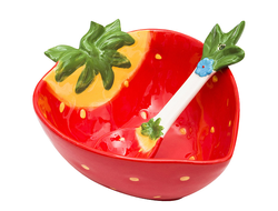 Салатник фарфоровый с ложкой Клубника