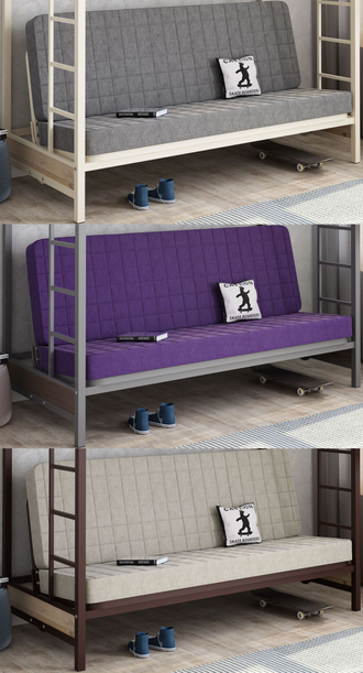 Двухъярусная кровать-диван Мадлен -3 с лестницей со ступеньками (цвета в ассортименте)