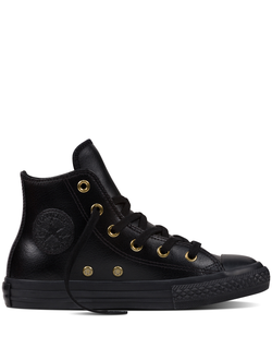 черные высокие кеды converse натуральная кожа, искусственный мех, зимние Конверсы