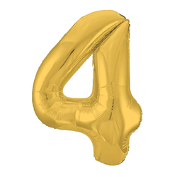 Воздушный шар фольгированный "ЦИФРА 4. Золото. SLIM" 102 см.