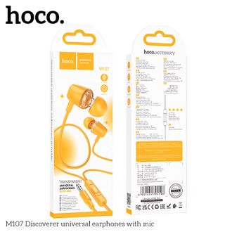 6931474794598 Наушники HOCO M107 Discoverer universal earphones with mic (желтый)
