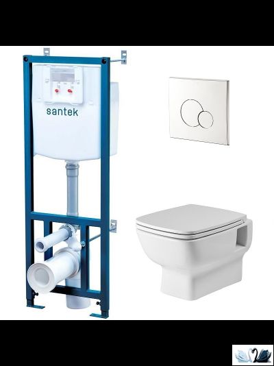 ПЭК Santek Нео 1.WH50.2.572 - Инсталляция, прямоугольный безободковый унитаз, кнопка хром у Marysя