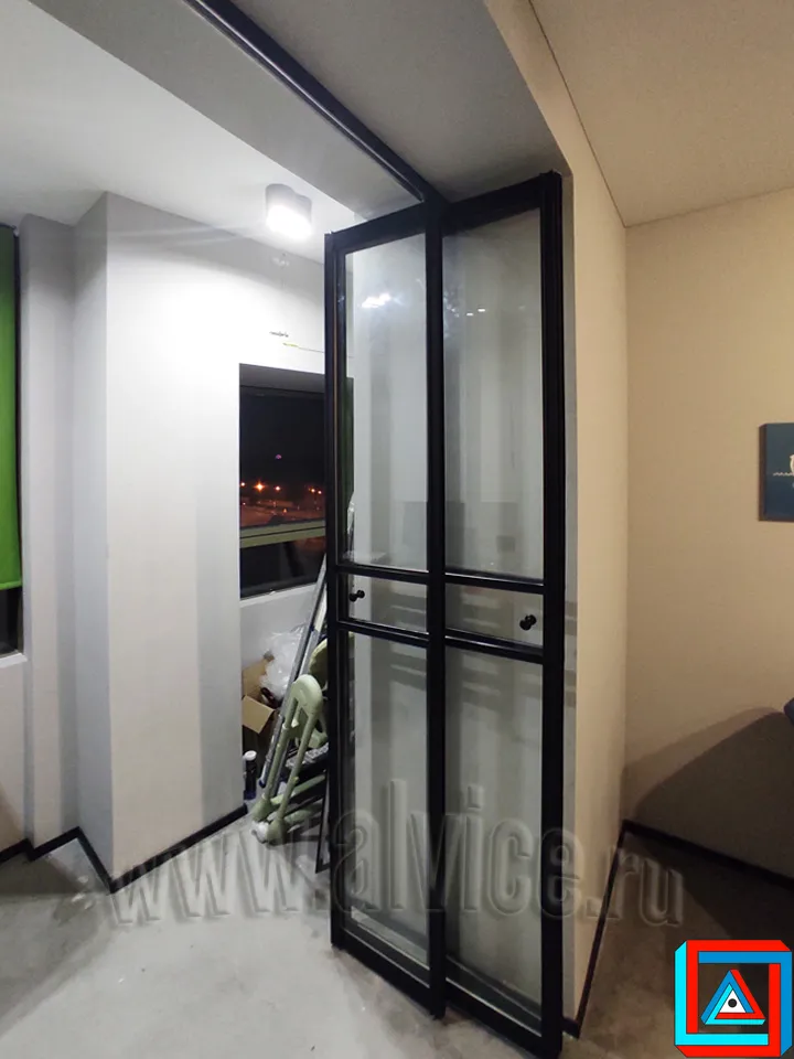 Складная перегородка гармошка - вид сбоку