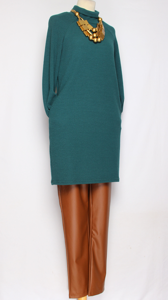 Платье-туника трикотажное "Фактурное реглан" красное р.44, зеленое 42