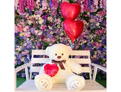 Подарочный набор №1 - Плюшевый мишка 120 см, Шары сердца 2, Киндер бокс средний