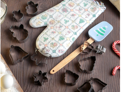 Набор кондитерских принадлежностей "Ёлочка", 14 предметов: набор форм для печенья 12 шт, прихватка, лопатка