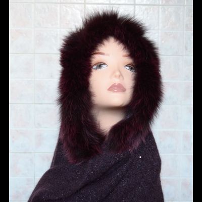 Итальянский палантин Vizio Италия 5609 бордовый из мохера с мехом